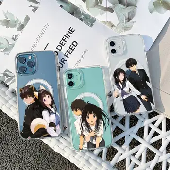 Oreki Houtarou de anime Caso de Telefone Transparente Magsafe Magnético do Ímã Para iPhone 13 12 11 Pro Max Mini Carregamento sem Fio