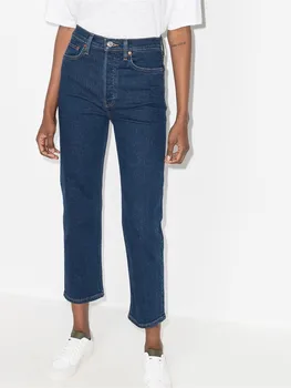 As mulheres do Joelho-Comprimento de calças de Brim em linha Reta Slim Senhoras-Jogo Clássico de Jeans, Calça Branca ou Azul 2022 Cair de Novo