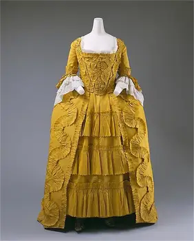 Marie Antoinette Vestido amarelo Vestido de Mulher Rococó 1700 Corte Real Belle Marie Antoinette manto francês Fantasia Vestido de Festa