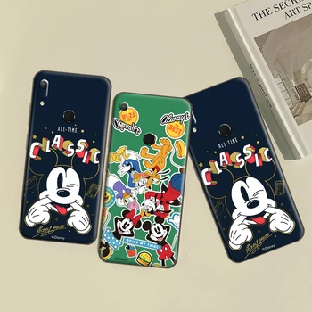 Disney Série de Criatividade Para Huawei Y6 2019 Y6P de Silicone Macio de Volta Telefone Capa Protetora de Tpu Preto Caso de Líquidos Silicone TPU