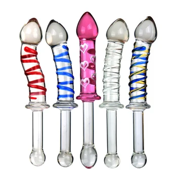 Dupla Terminou Pyrex Vibrador de Vidro de Cristal do Pénis a Longo Anal Butt Plug Massageador Feminino Masculino Adulto Brinquedo do Sexo para Mulheres, Homens Gays