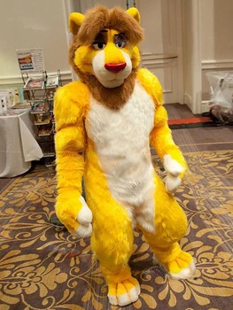 Amarelo Husky Fox Médio Pêlo Longo Da Mascote Do Traje De Passeio Halloween Natal Grande Evento Terno De Festa Dramatização
