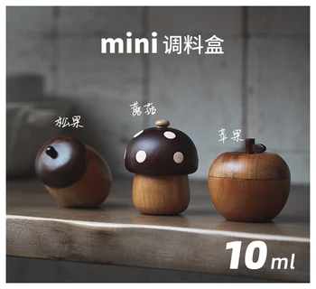 Mini Tempero Jar Sete Sabor Em Pó Garrafa De Estilo Japonês, Loja De Ramen Apple Cogumelo Tempero De Caixa Doméstico De Armazenamento De Garrafa