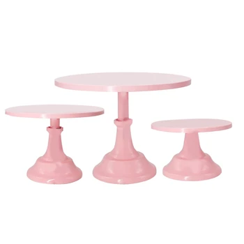 3Pcs cor-de-Rosa Bolo de Cupcake fica em torno Moderna Sobremesa Torres Decoração Travessa Para a Menina da Festa de Festas de Casamento