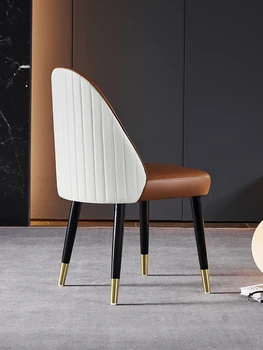 Luxo moderno cadeira de jantar de arte da casa cor de madeira maciça sob encomenda high-end de pernas grossas confortável sedentários couro cadeira de jantar sequencia