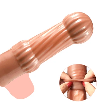 Masculino Dildos Preservativo retardar a Ejaculação Reutilizáveis Pênis Manga Masculina Alargamento Pau Extensor de Brinquedos Sexuais para os Homens Potenciador de Anel peniano
