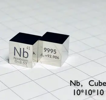 10 X 10 X 10 mm 6 Lados, Acabamento POLIDO Dupla Face Gravada do Metal Nióbio Cubo Tabela Periódica Dos Elementos Cubo (Nb≥99.95%)