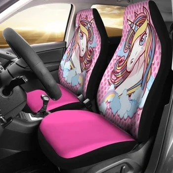 Unicórnio cor-de-rosa Assento de Carro Cobre Pack de 2 Universal Assento Dianteiro, Tampa de Proteção