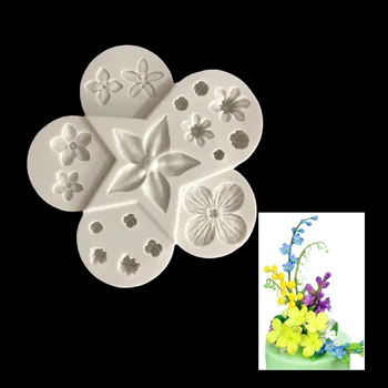 Cartoon Flor e Folha de Silicone Fondant de Sabão 3D Molde do Bolo Cupcake de Geléia de Doces de Chocolate, Decoração do Cozimento Ferramenta de Moldes