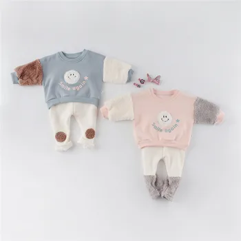 Bebê recém-nascido meninas sweatershirt cartoon sorriso do rosto bordado crianças tops para meninos jaquetas outwear