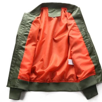 A roupa de Outono Mens Jaqueta Manga Longa Stand Colar Verde do Exército Jaqueta de Piloto Solta Zíper Casual Casaco Plus Size S-8XL