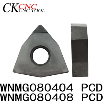 2pcs WNMG080408 PCD WNMG080404 PCD CNC inserir dimond lâmina de corte de carboneto de ferramenta para torneamento de Diamante pastilhas de Carboneto de Moagem Inserir
