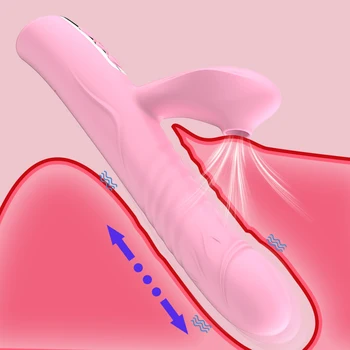 Telescópico Vibrador Vibrador G-Spot Chupar O Vibrador Estimulador Do Clitóris Vaginal Massager De Brinquedos Sexuais Para As Mulheres, A Masturbação Feminina