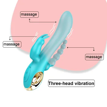 Multi-Função Coelho Vibrador Três Em Um Plug Anal Vagina, Clitóris Mamilo Estimuladora Fidget Brinquedos Sexuais Para As Mulheres Triplo De Alta