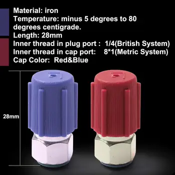 2Pcs Vermelho e Azul R12 para R134a Converter Adaptador de Alta/Baixa Tensão de CA Encaixe de 1/4 8*1 fio para Auto Condicionamento de Ar da Ferramenta