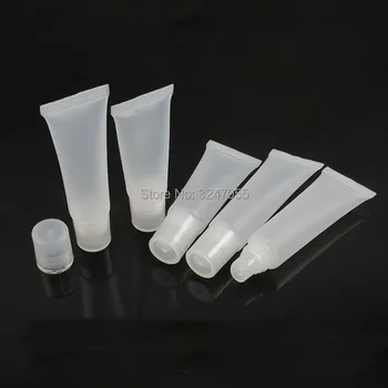 10-15ML Transparente Fosco Macia Plástica da Mangueira de Tubo de Gloss, Vazio Portátil Squeezable Lábio Pintura a Óleo Recipiente Reutilizável