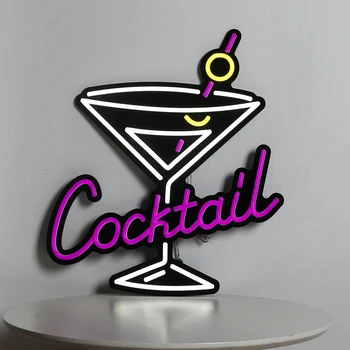Um COPO de COQUETEL de Néon Logotipo Neon Led Flexível Tira Sinal de Parede Decorativa de Arte Sinal de Néon para Cerveja Álcool Tequila Bar com Bebidas Pub
